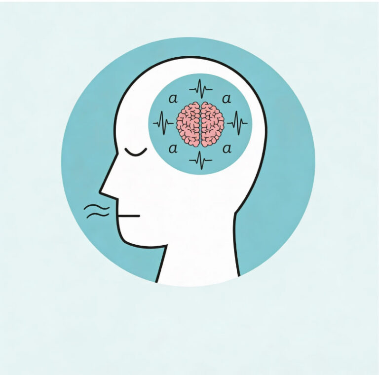 Ilustración de una cabeza humana que representa el entrenamiento de la atención mediante la respiración consciente.